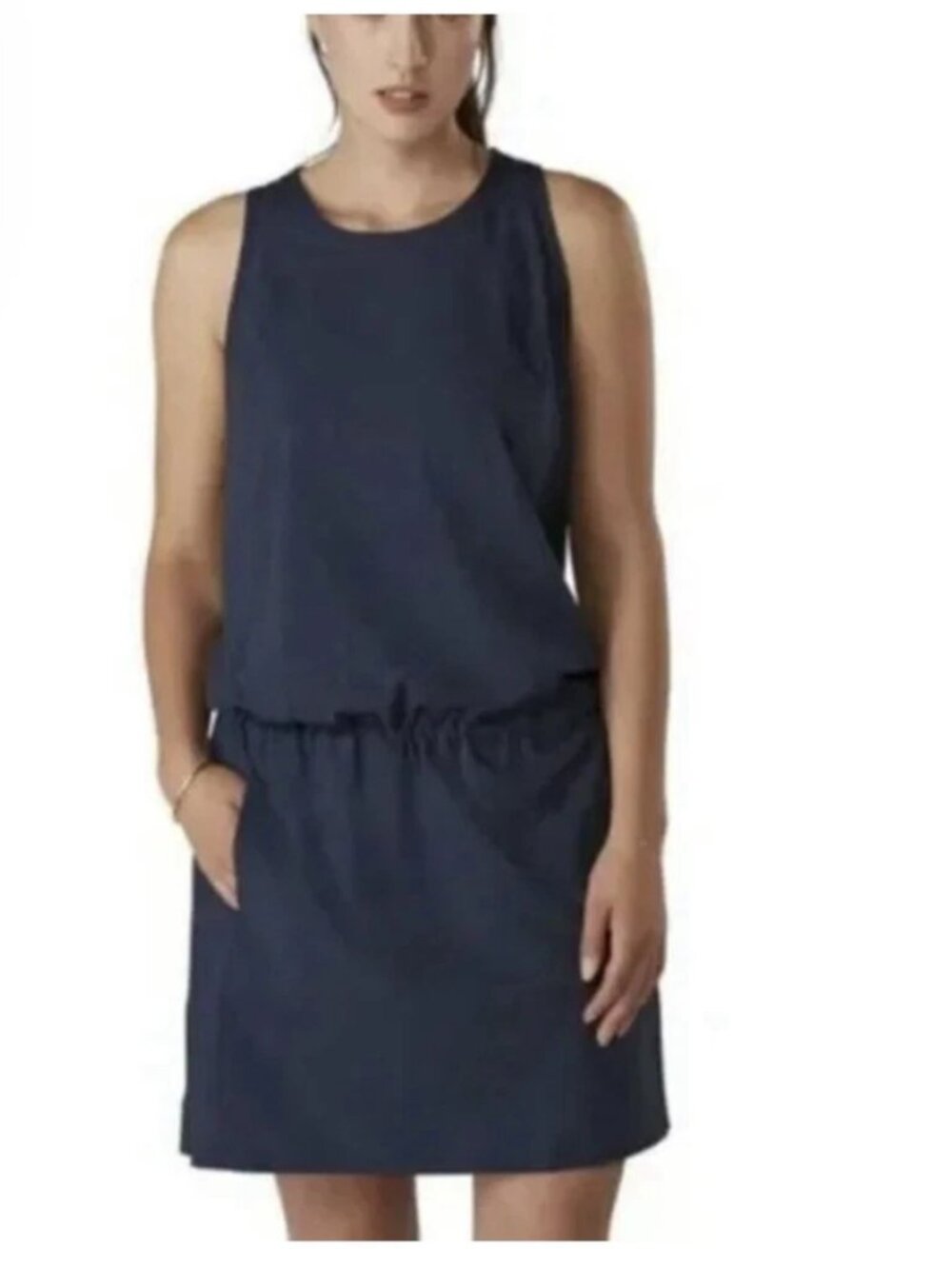 Arcteryx Contenta Dress L Navy Blue Drop Waist Pockets Hiking Travel Gorpcore